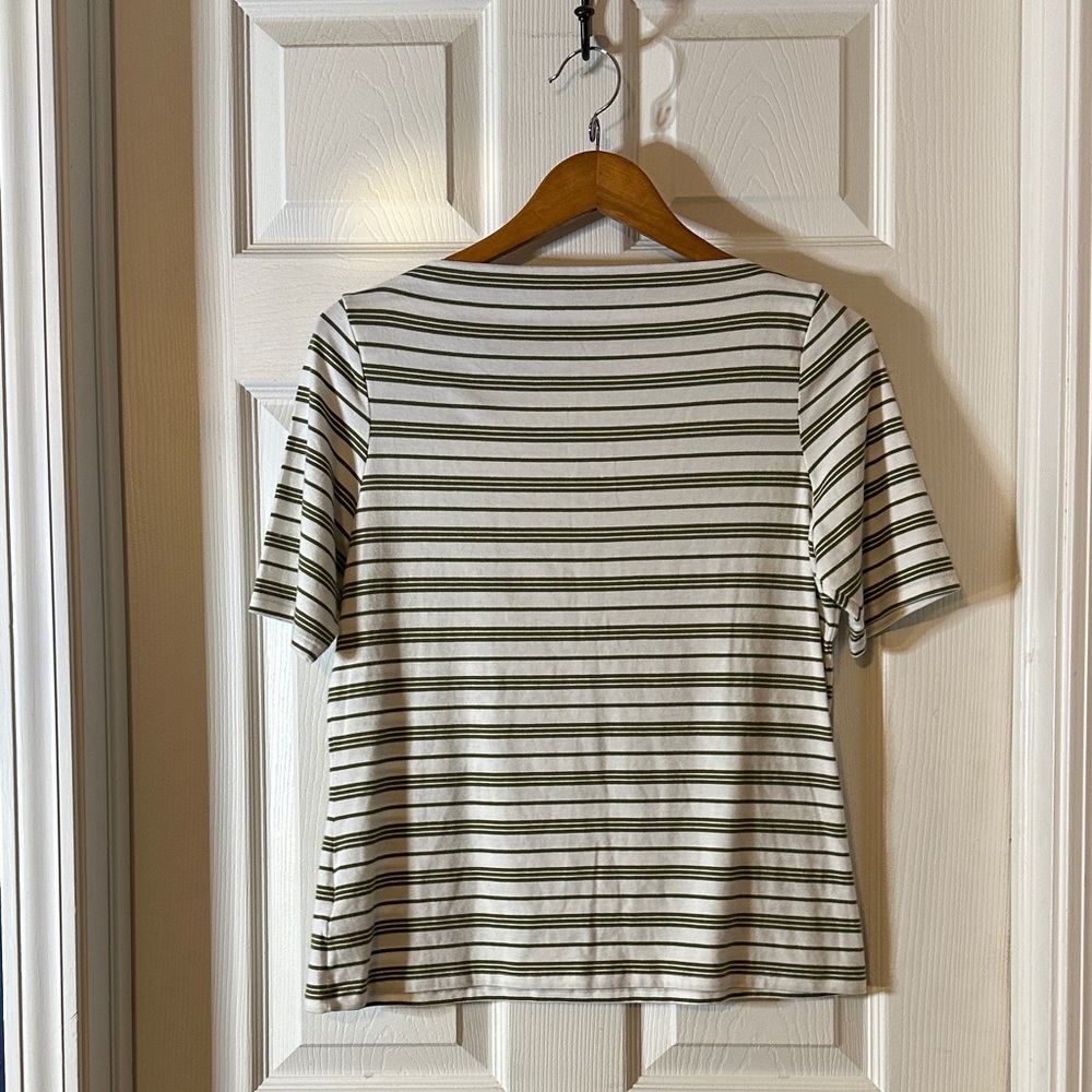 Joie Green and White Striped Short Sleeve Tee - Picture 3 of 3